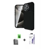 MARSİLYAN™- iPhone 16 Pro Max Kılıf Eksen Form Prime - Siyah Bilvis 3X AR HD Cam Ekran Koruyucu + Raze Metal Kamera Lens - SH