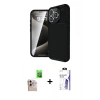 MARSİLYAN™- iPhone 16 Pro Max Kılıf Eksen Form Prime - Siyah Bilvis 3X AR HD Cam Ekran Koruyucu + Raze Metal Kamera Lens - NLGY