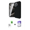 MARSİLYAN™- iPhone 16 Pro Max Kılıf Eksen Form Prime - Siyah Bilvis 5in1 3D Magic Cam Ekran Koruyucu + Raze Metal Kamera Lens - BZ