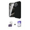 MARSİLYAN™- iPhone 16 Pro Max Kılıf Eksen Form Prime - Siyah Bilvis 5in1 3D Magic Cam Ekran Koruyucu + Bilvis Titan Kamera Lens - GS