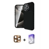 MARSİLYAN™- iPhone 16 Pro Max Kılıf Eksen Form Prime - Siyah Bilvis 5in1 3D Magic Cam Ekran Koruyucu + Pers Alüminyum Kamera Lens - CLTM
