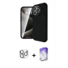 MARSİLYAN™- iPhone 16 Pro Max Kılıf Eksen Form Prime - Siyah Bilvis 5in1 3D Magic Cam Ekran Koruyucu + Pers Alüminyum Kamera Lens - GS
