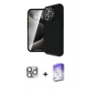 MARSİLYAN™- iPhone 16 Pro Max Kılıf Eksen Form Prime - Siyah Bilvis 5in1 3D Magic Cam Ekran Koruyucu + Pers Alüminyum Kamera Lens - GI