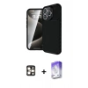 MARSİLYAN™- iPhone 16 Pro Max Kılıf Eksen Form Prime - Siyah Bilvis 5in1 3D Magic Cam Ekran Koruyucu + PVD Metal Kamera Lens - GD