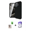 MARSİLYAN™- iPhone 16 Pro Max Kılıf Eksen Form Prime - Siyah Bilvis 5in1 3D Magic Cam Ekran Koruyucu + Raze Metal Kamera Lens - NLGY