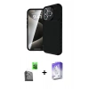 MARSİLYAN™- iPhone 16 Pro Max Kılıf Eksen Form Prime - Siyah Bilvis 5in1 3D Magic Cam Ekran Koruyucu + Raze Metal Kamera Lens - SH