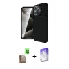 MARSİLYAN™- iPhone 16 Pro Max Kılıf Eksen Form Prime - Siyah Bilvis 5in1 3D Magic Cam Ekran Koruyucu + Raze Metal Kamera Lens - CLTM