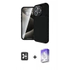 MARSİLYAN™- iPhone 16 Pro Max Kılıf Eksen Form Prime - Siyah Bilvis 5in1 3D Magic Cam Ekran Koruyucu + PVD Metal Kamera Lens - SH