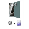 MARSİLYAN™- iPhone 16 Pro Max Kılıf Eksen Form Prime - Siyah Bilvis 5in1 5D Magic Hayalet Cam Ekran Koruyucu + Pers Alüminyum Kamera Lens - GI
