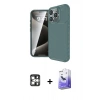 MARSİLYAN™- iPhone 16 Pro Max Kılıf Eksen Form Prime - Siyah Bilvis 5in1 5D Magic Hayalet Cam Ekran Koruyucu + Gümüş PVD Metal Kamera Lens