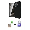 MARSİLYAN™- iPhone 16 Pro Max Kılıf Eksen Form Prime - Siyah Bilvis 5in1 5D Magic Hayalet Cam Ekran Koruyucu + Raze Metal Kamera Lens - CLTM