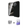 MARSİLYAN™- iPhone 16 Pro Max Kılıf Eksen Form Prime - Siyah Bilvis 5in1 5D Magic Hayalet Cam Ekran Koruyucu + Pers Alüminyum Kamera Lens - GI