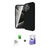 MARSİLYAN™- iPhone 16 Pro Max Kılıf Eksen Form Prime - Siyah Bilvis 5in1 5D Magic Hayalet Cam Ekran Koruyucu + Raze Metal Kamera Lens - BZ