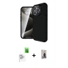 MARSİLYAN™- iPhone 16 Pro Max Kılıf Eksen Form Prime - Siyah Bilvis Hayalet Cam Ekran Koruyucu + Raze Metal Kamera Lens - BZ