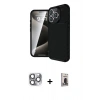 MARSİLYAN™- iPhone 16 Pro Max Kılıf Eksen Form Prime - Siyah Bilvis Hayalet Cam Ekran Koruyucu + Pers Alüminyum Kamera Lens - GI