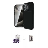 MARSİLYAN™- iPhone 16 Pro Max Kılıf Eksen Form Prime - Siyah Bilvis Hayalet Cam Ekran Koruyucu + Bilvis Titan Kamera Lens - GS