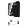MARSİLYAN™- iPhone 16 Pro Max Kılıf Eksen Form Prime - Siyah Bilvis Hayalet Cam Ekran Koruyucu + Natural Grey Raze Metal Kamera Lens