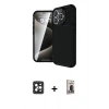 MARSİLYAN™- iPhone 16 Pro Max Kılıf Eksen Form Prime - Siyah Bilvis Hayalet Cam Ekran Koruyucu + PVD Metal Kamera Lens - SH
