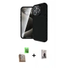 MARSİLYAN™- iPhone 16 Pro Max Kılıf Eksen Form Prime - Siyah Bilvis Hayalet Cam Ekran Koruyucu + Raze Metal Kamera Lens - CLTM