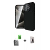 MARSİLYAN™- iPhone 16 Pro Max Kılıf Eksen Form Prime - Siyah Bilvis Hayalet Cam Ekran Koruyucu + Siyah Raze Metal Kamera Lens