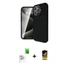 MARSİLYAN™- iPhone 16 Pro Max Kılıf Eksen Form Prime - Siyah Buffer Cam Ekran Koruyucu + Beyaz Raze Metal Kamera Lens