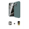 MARSİLYAN™- iPhone 16 Pro Max Kılıf Eksen Form Prime - Siyah Buffer Cam Ekran Koruyucu + PVD Metal Kamera Lens - GD