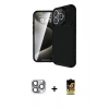 MARSİLYAN™- iPhone 16 Pro Max Kılıf Eksen Form Prime - Siyah Buffer Cam Ekran Koruyucu + Pers Alüminyum Kamera Lens - GI