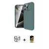 MARSİLYAN™- iPhone 16 Pro Max Kılıf Eksen Form Prime - Siyah Buffer Cam Ekran Koruyucu + Gümüş Pers Alüminyum Kamera Lens