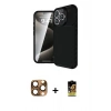 MARSİLYAN™- iPhone 16 Pro Max Kılıf Eksen Form Prime - Siyah Buffer Cam Ekran Koruyucu + Pers Alüminyum Kamera Lens - CLTM