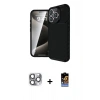 MARSİLYAN™- iPhone 16 Pro Max Kılıf Eksen Form Prime - Siyah Buffer Hayalet Cam Ekran Koruyucu + Pers Alüminyum Kamera Lens - GI