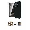 MARSİLYAN™- iPhone 16 Pro Max Kılıf Eksen Form Prime - Siyah Buffer Hayalet Cam Ekran Koruyucu + Pers Alüminyum Kamera Lens - CLTM