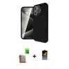 MARSİLYAN™- iPhone 16 Pro Max Kılıf Eksen Form Prime - Siyah Buffer Hayalet Cam Ekran Koruyucu + Raze Metal Kamera Lens - CLTM