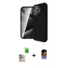 MARSİLYAN™- iPhone 16 Pro Max Kılıf Eksen Form Prime - Siyah Buffer Hayalet Cam Ekran Koruyucu + Raze Metal Kamera Lens - NLGY