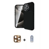 MARSİLYAN™- iPhone 16 Pro Max Kılıf Eksen Form Prime - Siyah Joko Magic 5D Cam + Çöl Titanyum Pers Alüminyum Kamera Lens