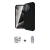 MARSİLYAN™- iPhone 16 Pro Max Kılıf Eksen Form Prime - Siyah Joko Magic 5D Cam + Gümüş Pers Alüminyum Kamera Lens