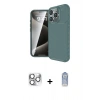 MARSİLYAN™- iPhone 16 Pro Max Kılıf Eksen Form Prime - Siyah Joko Magic 5D Cam + Gümüş Pers Alüminyum Kamera Lens