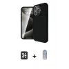 MARSİLYAN™- iPhone 16 Pro Max Kılıf Eksen Form Prime - Siyah Joko Magic 5D Cam + Siyah PVD Metal Kamera Lens