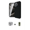 MARSİLYAN™- iPhone 16 Pro Max Kılıf Eksen Form Prime - Siyah Joko Magic 5D Hayalet Cam + Pers Alüminyum Kamera Lens - GI