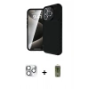 MARSİLYAN™- iPhone 16 Pro Max Kılıf Eksen Form Prime - Siyah Joko Magic 5D Hayalet Cam + Pers Alüminyum Kamera Lens - GS