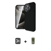MARSİLYAN™- iPhone 16 Pro Max Kılıf Eksen Form Prime - Siyah Joko Magic 5D Hayalet Cam + PVD Metal Kamera Lens - SH