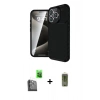 MARSİLYAN™- iPhone 16 Pro Max Kılıf Eksen Form Prime - Siyah Joko Magic 5D Hayalet Cam + Siyah Raze Metal Kamera Lens