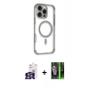 MARSİLYAN™- iPhone 16 Pro Max Kılıf Eksen Klasik Koleksiyonu - Şeffaf 360 Full Body Arka Koruyucu + Bilvis Titan Kamera Lens - GS