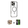 MARSİLYAN™- iPhone 16 Pro Max Kılıf Eksen Klasik Koleksiyonu - Şeffaf 360 Full Body Arka Koruyucu + Pers Alüminyum Kamera Lens - CLTM