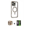 MARSİLYAN™- iPhone 16 Pro Max Kılıf Eksen Klasik Koleksiyonu - Şeffaf 360 Full Body Arka Koruyucu + Pers Alüminyum Kamera Lens - CLTM