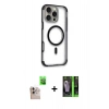 MARSİLYAN™- iPhone 16 Pro Max Kılıf Eksen Klasik Koleksiyonu - Şeffaf 360 Full Body Arka Koruyucu + Raze Metal Kamera Lens - NLGY