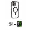 MARSİLYAN™- iPhone 16 Pro Max Kılıf Eksen Klasik Koleksiyonu - Şeffaf 360 Full Body Arka Koruyucu + Pers Alüminyum Kamera Lens - GI