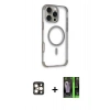 MARSİLYAN™- iPhone 16 Pro Max Kılıf Eksen Klasik Koleksiyonu - Şeffaf 360 Full Body Arka Koruyucu + PVD Metal Kamera Lens - GD
