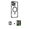 MARSİLYAN™- iPhone 16 Pro Max Kılıf Eksen Klasik Koleksiyonu - Şeffaf 360 Full Body Arka Koruyucu + PVD Metal Kamera Lens - GD