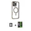 MARSİLYAN™- iPhone 16 Pro Max Kılıf Eksen Klasik Koleksiyonu - Şeffaf 360 Full Body Arka Koruyucu + PVD Metal Kamera Lens - GS