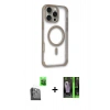 MARSİLYAN™- iPhone 16 Pro Max Kılıf Eksen Klasik Koleksiyonu - Şeffaf 360 Full Body Arka Koruyucu + Raze Metal Kamera Lens - SH
